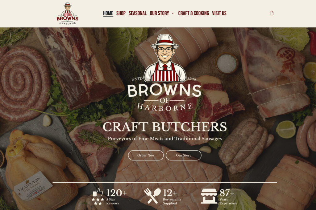 Browns of Harborne website homepage
