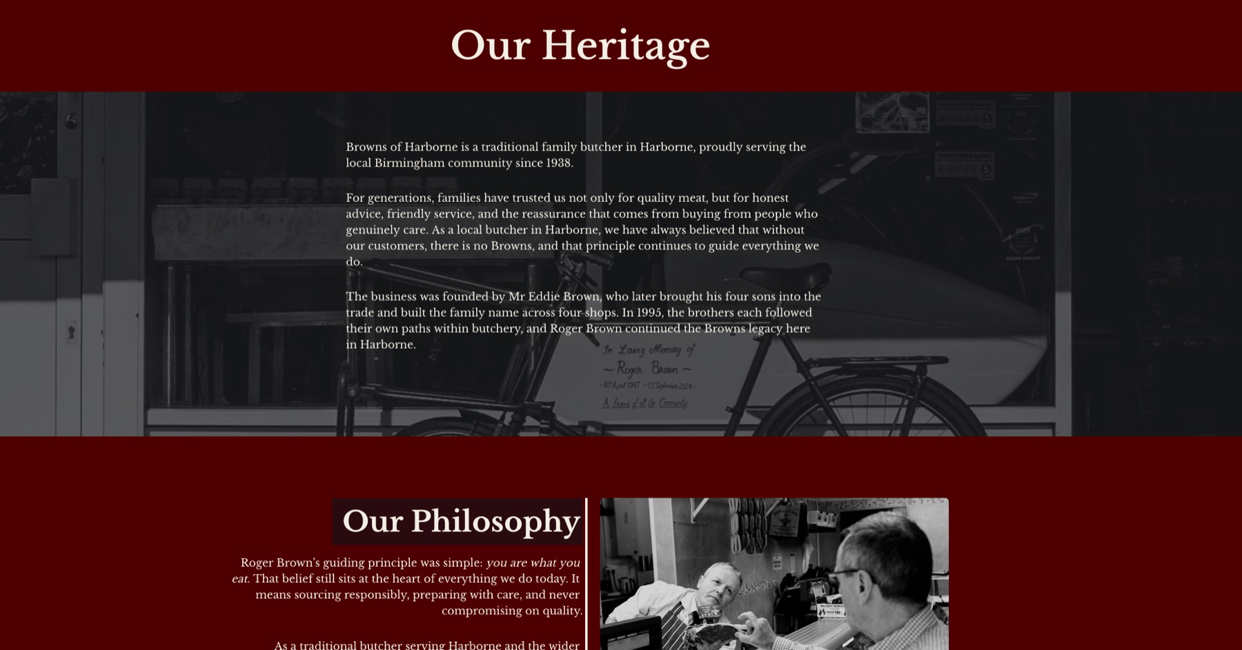Our Heritage page on the Browns of Harborne website